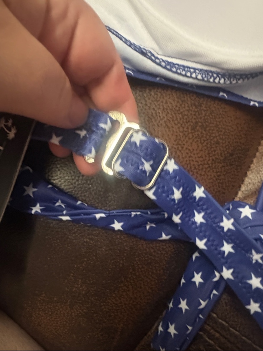 Tempt me size M Star-Print Navy Halter Bikini Top -4 of July new - Picture 7 of 8